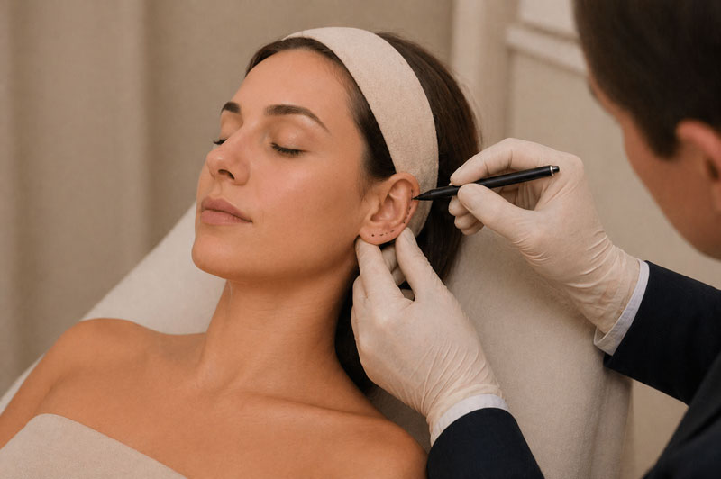 Otoplasty consultation discussing prominent ears