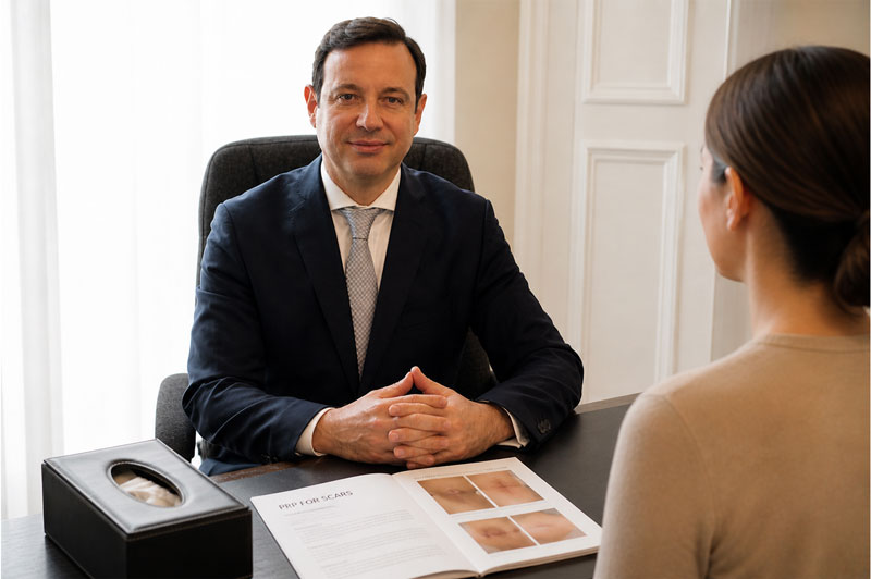 PRP scar treatment consultation discussing regenerative scar improvement