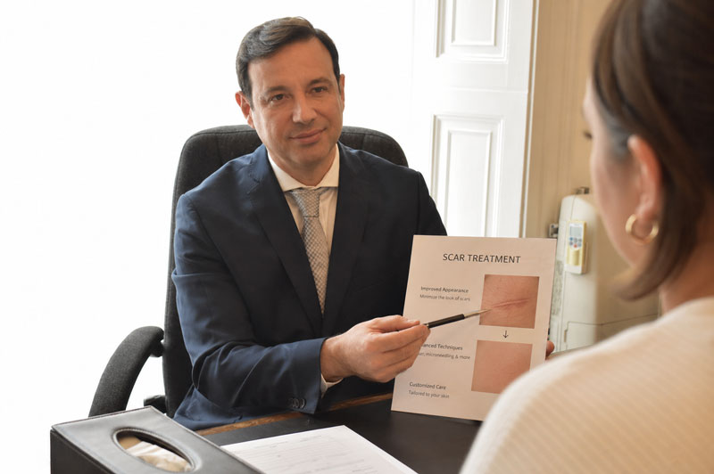 Scar revision consultation discussing treatment options